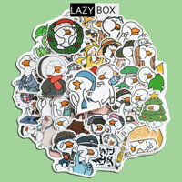Sticker hình dán vịt troll  dễ thương cute, pastel trang trí mũ bảo hiểm, dán Laptop, journal, sổ tay - Set 10 hình - Decal thường