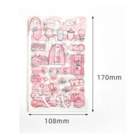 Sticker hồng 4 tờ STI68, hoạ tiết đáng yêu, nhựa Pet lấp lánh trang trí sách vở cực cute