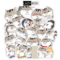 Sticker mèo ami hài hước trang trí mũ bảo hiểm, đàn, guitar, ukulele, điện thoại laptop - Set 10 hình - Decal chống nước bóng