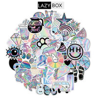 Sticker nhãn dán Gradient trang trí mũ bảo hiểm, đàn, guitar, ukulele, điện thoại laptop - Set 10 hình - Decal thường