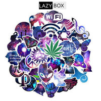 Sticker nhãn dán tím galaxy trang trí mũ bảo hiểm, đàn, guitar, ukulele, điện thoại laptop - Set 10 hình - Decal thường