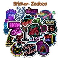Sticker nhãn dán trang trí mũ bảo hiểm, đàn, guitar, ukulele, điện thoại laptop chủ đề Neon - set 10 chống nước