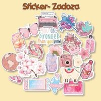 Sticker pink tone nhãn dán màu hồng trang trí mũ bảo hiểm, đàn, guitar, ukulele, điện thoại laptop - 40 thường