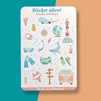 sticker sheet summer holidays - chuyên dán, trang trí sổ nhật kí, sổ tay  Bullet journal sticker - Đã Cắt