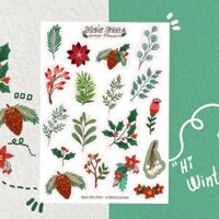 Sticker sheet winter flowers - chuyên dán, trang trí sổ nhật kí, sổ tay  Bullet journal sticker - unim063