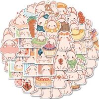 Sticker thỏ hồng chibi hoạt hình cute trang trí mũ bảo hiểm, guitar, ukulele, điện thoại, sổ tay, laptop - mẫu S12 - Set 10,Sticker thường