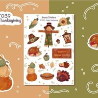 Sticker tự thiết kế - sticker sheet happy thanksgiving - hình dán sổ, nhật kí bullet journal - unim025