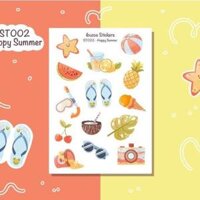 Sticker tự thiết kế - sticker sheet happy summer - hình dán sổ, nhật kí bullet journal - unim029