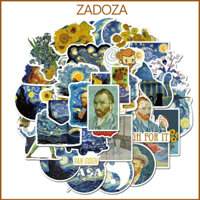 Sticker Vangogh Trang Trí Laptop Nón Bảo Hiểm Vali Đàn Xe Máy Xe Đạp - Decal chống nước - Set 40 hình