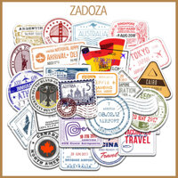 Sticker Visa stamp Passport stamp  decal dán laptop , điện thoại hình dán trang trí - Decal chống nước - Set 20 hình