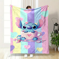 Stitch Chăn Flannel Ấm Chăn Mềm Mại Thoải Mái Chăn Chăn Chăn Ga Gối Cho Giường Quà Tặng Sinh Nhật