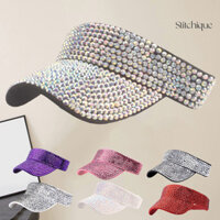 Stitchique _ Rỗng Top Shining Kim Cương Giả Có Thể Điều Chỉnh Buộc Băng Mũ Bóng Chày Nữ Mở Rộng Vành Tennis Thể Thao Mũ Chống Nắng