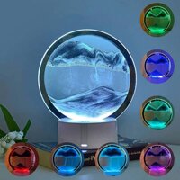 STOC Round Flowing Sand Painting Night Light Decoration Small Table Lamp Moving Sand Art Picture Round Glass 3D Hourglass