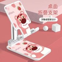 Strawberry Bear Mobile Phone Stand Desktop Foldable Lifting Girl Heart Mobile Phone iPad Tablet Universal Lazy Stand for Women 61SL