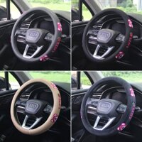 Strawberry Bear Steering Wheel Cover Universal Car Anti-Skid Sweat-Proof Handlebar Cover Net Red Cartoon Unique D-Type Wheel Cover Cute car interior accessories