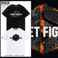 Street Fighter 6 Street Fighter Game Logo Quần áo xung quanh 100% Áo thun Cotton ngắn tay dáng rộng