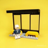 Street View City Series MOC nhỏ hạt khối xây dựng cảnh giao lộ đường phố cơ sở công cộng trạm xe buýt trạm chờ