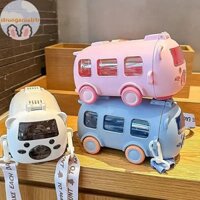 Strongaroetrtr 500ml Bình Nước Di Động Dễ Thương Có Dây Đeo Vai Trẻ Em Ống Hút Ô Tô Cốc Nước Hình Xe Buýt Bình Nước Trẻ Em Cốc Uống VN