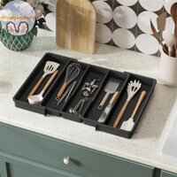 Strongaroetrtr Bộ đồ ăn phẳng có thể mở rộng Bộ đồ ăn có ngăn đựng dụng cụ Khay đựng đồ bằng nhựa cho thìa Dĩa Dao VN