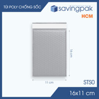 STS0 - 16x11 cm - Combo 100 túi poly chống sốc, túi xốp nổ, túi xốp khí, túi bong bóng - Màu xám