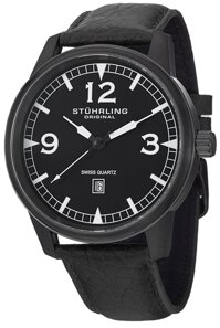 Stuhrling Original Men's 1129Q.04 Tuskegee Condor Swiss Quartz Date Black Watch