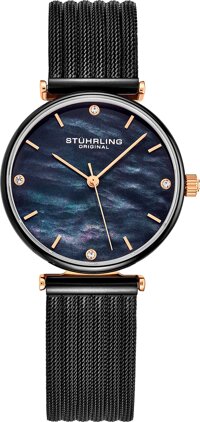 Stuhrling Original Womens Watch Mother of Pearl Analog Watch Dial, Silver Stainless Steel Braided Mesh 3927 Watches for Women Collection