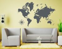 Style & Apply Detailed World Map Wall Decal Educational Wall Decal, Map Sticker, Vinyl Wall Art, Geography Decor - 3712 - Light Blue, 74in x 47in