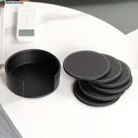 Styleavenue 6 Miếng đệm cốc trà / cà phê, Đế lót ly bằng da chịu nhiệt sang trọng, Trang trí bàn kinh doanh Bảo vệ bàn làm việc với đế Bộ đồ ăn Bàn văn phòng