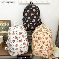 [Stylesphere] Ba lô nhẹ dung tích lớn Túi đi học Capybara hoạt hình Túi đi học dành cho học sinh Dây đeo có thể điều chỉnh thời trang Quà tặng ba lô [vn]