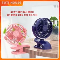 (Sử dụng liên tục 5h -10h) - Quạt Tích Điện Mini, Kẹp Xe Đẩy, Giường Cũi Cho Bé, Để Bàn Làm Việc Xoay 360 Độ Tiện Lợi