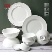 [Sứ Siêu Nhẹ] Bộ Bát Đĩa 12 Món Sứ Xương Trắng Trơn - Sứ Minh Châu