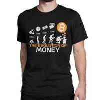 Sự Tiến Hóa Của Tiền Ngộ nghĩnh Bitcoin Áo nam Tiền Điện Tử Đồng Xu Cotton Tay Ngắn Áo Ban Đầu Áo Quá Khổ Dạo Phố