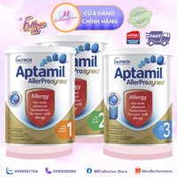 Sữa bột Aptamil AllerPro Syneo Úc số 1,2,3 dùng cho bé dị ứng sữa đạm bò hộp 900g