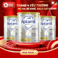 Sữa bột Aptamil Synbiotics Úc cho bé từ sơ sinh trở lên số 1, 2, 3, 4 hộp 900g (mẫu mới có DHA và Men vi sinh)