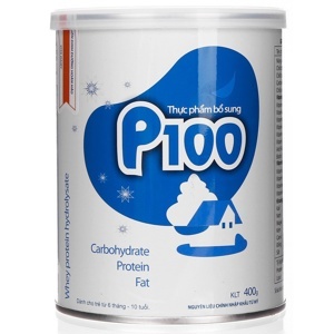 Thực phẩm bổ sung sữa bột P100 - hộp 400g, dành cho trẻ từ 6 tháng đến 10 tuổi
