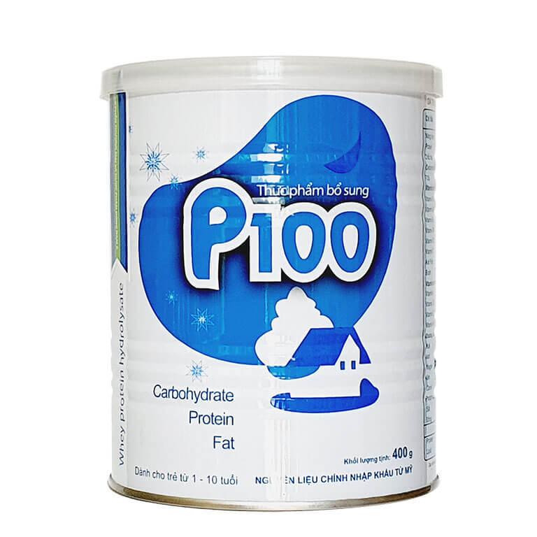 Thực phẩm bổ sung sữa bột P100 - hộp 400g, dành cho trẻ từ 6 tháng đến 10 tuổi