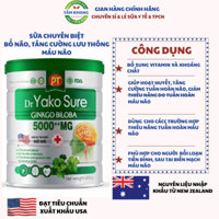 SỮA BỘT DR YAKO SURE GINKGO BILOBA 5000++MG. LON 650gr. GIÚP BỔ NÃO, TĂNG CƯỜNG LƯU THÔNG MÁU NÃO,