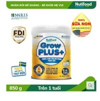 Sữa Bột GrowPLUS Vàng của hãng Nutifood Thụy Điển cho bé trên 1 tuổi ,Lon 850g -Sữa Non tăng sức đề kháng, tăng cân, tiêu hóa tốt