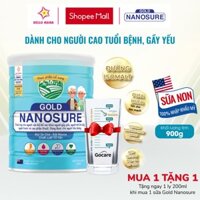 Sữa bột Nanosure Gold cho người già cần bồi bổ sức khỏe và hệ cơ xương khớp, dùng được cho người bị tiểu đường - 900G