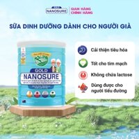 Sữa bột Nanosure Gold cho người già cần bồi bổ sức khỏe và hệ cơ xương khớp, dùng được cho người bị tiểu đường - 900G