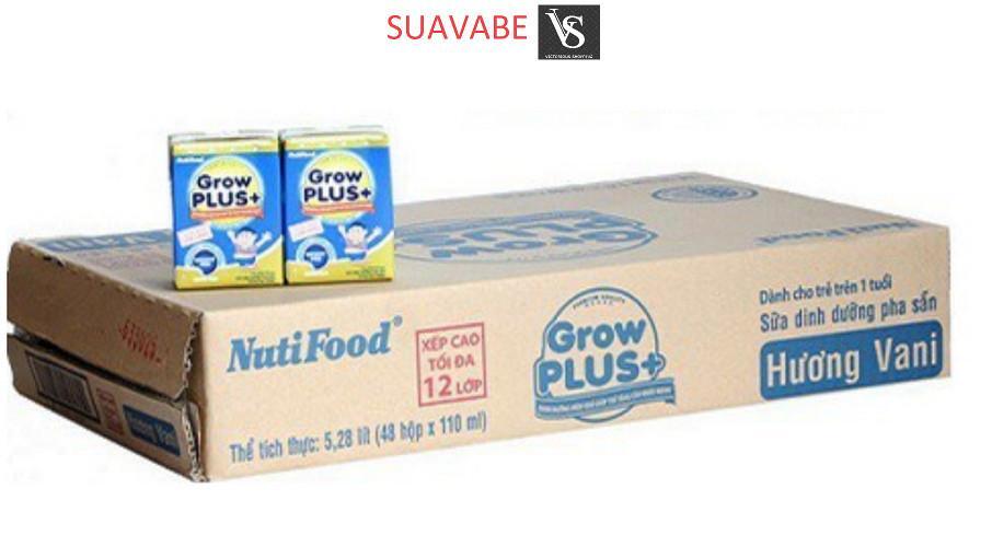 Sữa bột pha sẵn Nuti Grow Plus xanh - 110 ml (Thùng 48 hộp)