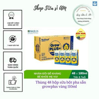 Sữa bột pha sẵn Nutifood Growplus sữa non – vàng 180ml (thùng 48 hộp) chính hãng Nutifood