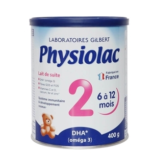Sữa bột Physiolac số 2 - hộp 400g (dành cho trẻ từ 6 - 12 tháng)