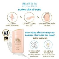 Sữa Chống Nắng Anessa Cho Da Nhạy Cảm & Trẻ Em 60ml Perfect UV Sunscreen Mild Milk (For Sensitive Skin) SPF50+/PA++++