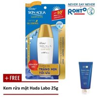 Sữa chống nắng hằng ngày dưỡng trắng Sunplay Skin Aqua Clear White SPF 50+ PA++++ 25g + Tặng Kem rửa mặt Hada Labo 25g