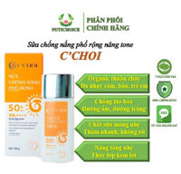 Sữa chống nắng nâng tông organic thuần chay C'Choi SPF50+ PA++++ thấm nhanh, thay kem lót, cho da nhạy cảm mẹ bầu trẻ em