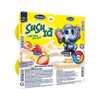 Sữa chua ăn SuSu IQ loại dâu chuối - Vỉ 4 hộp x 80g