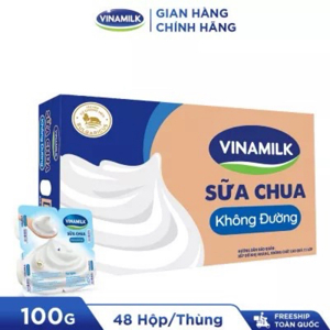 Sữa chua ăn Vinamilk Không đường 100g - Thùng 48 Hộp