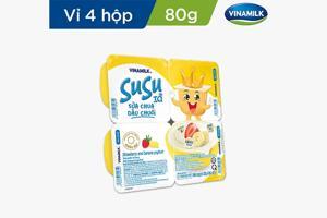 Sữa chua cho trẻ em vị dâu chuối SuSu Vinamilk lốc 4 hộp x 80g