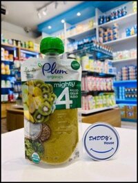 Sữa chua hy lạp, lúa mạch, chuối, kiwi, rau bina Plum Organic (113g)